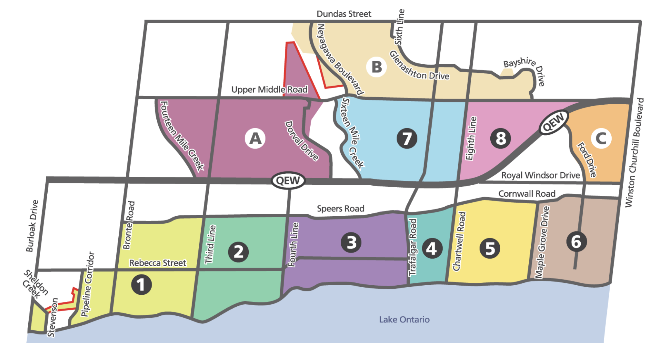 Oakville loose leaf collection zones. | Town of Oakville